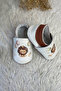 Lion Printed Genuine Leather Baby Shoes Tan - 2