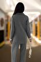Knitwear Double Set with Jacket and Pants |   Gray, White, Burgundy, Black 3006 - 3