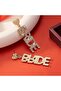 Corner Crystal Rhinestone BRIDE Dangle Earrings with Heart Design, Gold-Tone Wedding Jewellery for W - 8