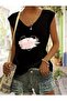 Heart Printed Women's Oversize Sleeveless T-Shirt