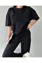 Women's Summer Top and Bottom Unprinted Plain Black Set - 4