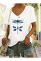 Yusufçuk Printed Women's Oversize V-Neck T-Shirt