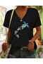 V-Neck Oversize Caretta Caretta Printed T-Shirt