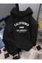 CALIFORNIA LOS ANGELES Printed Oversize Unisex Women's/Men's Hooded Sweatshirt