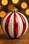 Christmas Tree Ornament Red and White Striped Cute Ball 15 cm - 3