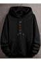 Black Printed Oversize Unisex Women/Men Hooded Sweatshirt