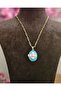 Purple Flower Motif Medallion Gold Color Necklace - 2
