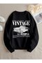 Vintage Printed Oversize Women Men Unisex Circle Neck Sweatshirt