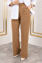 High Waist Palazzo Pants with Velcro Closure Tsd250204 Camel