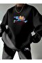 Unisex Oversize Circle Neck Bottom/Tope Tracksuit Set with Cartoon Print