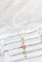 Brass Chain Pink Gold Color Zircon Stone Y Necklace - 2