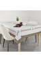 Kare Gold Embroidery Effect Tulip Patterned Linen Textured Seamless Printed Tablecloth