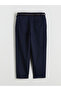 Navy Blue Women's Carrot Cut Pants with Belt - 8