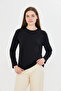 100% Organic Cotton Black Soft Textured Regular Comfortable Fit Long Sleeve Crew Neck Combed Cotton T-Shirt - 2