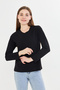 100% Organic Cotton Black V-Neck Soft Textured Regular Fit Comfortable Cut Long Sleeve Combed Cotton T-Shirt - 3