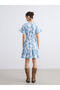 Esvab • Modern & Distinctive Zero Roba Collar Floral Ruffle Jean Dress - 6
