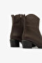 Brown Genuine Leather Thick Heeled Western Women's Boots - 6