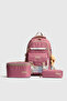 Rlx-1396 Set of 3 Children's Primary School Bag Backpack with Pen Holder and Lunch Bag Ecole-Pink