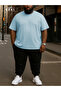 Power Fit - Plus Size Light Blue T-Shirt & Black Pants Tracksuit Set