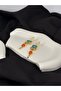 Melis Göral Brand Model Hanging Earrings with Turquoise and Orange Stone - 4