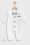 Baby Boy Bow Tie Romper 100% Cotton Buttoned Newborn Hospital Release Gray Bow Tie 0-9 Months - 2