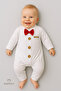 Baby Boy Bow Tie Romper 100% Cotton Buttoned Newborn Hospital Release Red Bow Tie 0-9 Months - 5