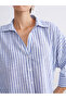 Alita City Lcw Vision Blue Striped Oversize Women's Shirt with a Difference - 3