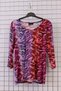 Women's Plus Size Lycra Crew Neck Colorful Zebra Patterned Three-Quarter Sleeve Mother Combed Cotton T-Shirt Blouse - 2