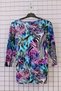 Women's Plus Size Lycra Crew Neck Colorful Mix Pattern Three-Quarter Sleeve Mother Combed Cotton T-Shirt Blouse - 3