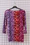 Women's Plus Size Lycra Crew Neck Colorful Zebra Patterned Three-Quarter Sleeve Mother Combed Cotton T-Shirt Blouse - 3