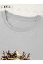 King of the Street Printed Oversize Large Size Gray T-Shirt & Black Pants Tracksuit Set - 4