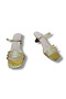 Gold Color Mirror Material Black Goblet Heeled Women's Sandals - 7