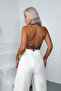 Women's Red Halter Neck Crop Blouse with Waist Tie - 3