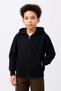 Boy's Hooded Kangaroo Pocket Full Zip Cardigan Sweatshirt - Black - 2