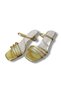 Gold Color Mirror Material Beige Goblet Heeled Women's Sandals - 5
