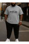 Born to Succeed Printed Oversized Grey T-Shirt & Black Pants Tracksuit Set