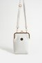 White Women's Scholarship Adjustable Cross Strap Faux Leather Shoulder and Crossbody Bag with Gold Accessories - 2