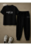 Born to Succeed Printed Oversized Black Tie Dye T-Shirt & Black Pants Tracksuit Set - 2