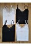 Women's 4-Pack Lace Cotton Tank Top with Straps Black, White - 5