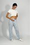 Women's Four Seasons Polyviscose Ribbon Pajama Bottoms Blue - 4