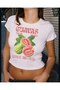 White White Baby Tee Top Waist Boy Crop T-Shirt Lycra Dtf