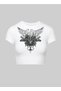 White White Kanye West Printed Pinterest Y2K Crop Top Baby Tee Lycra Tight
