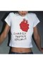 White Women's Top with Printed Crew Neck Baby Print in Waist Boy Crop