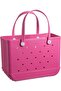 Rubber Waterproof Beach Bags with Holes, Summer Women's Mesh Handbag, 14 × 13 × 5.5 Inches, Transp