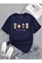 Women's Navy Blue Coffee Printed Oversize