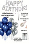Happy Birthday Foil Set Blue Silver Balloon Party Birthday Decoration Set - 2