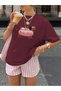 Women's Burgundy Hot Dog Printed Oversize