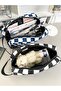 Kavai Pen Holder Pencil Case Multi-Function Multi-Compartment Checkered Pattern - 3