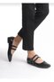 Black Patent Leather Buckle Women's Babet Shoes 0211