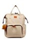 Luxury Beige Leather Detailed Mother Baby Care Backpack with Pompom Keychain - 4